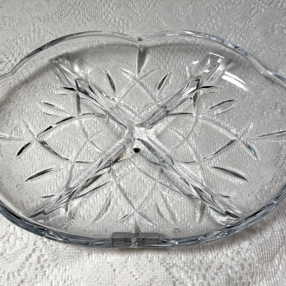 GORHAM CRYSTAL “Lady Anne” 4 Part Oval Relish - Clear, Cut, No Trim, NEW
